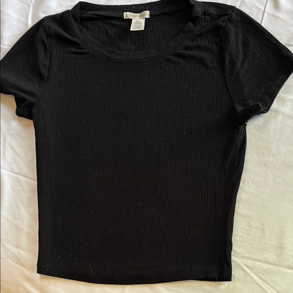 H&M Black Ribbed Short Sleeve Top
